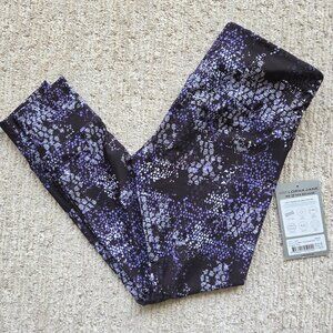 Lorna Jane Leggings Women's S Crusher Core Ankle Biter Tight Print Black Purple